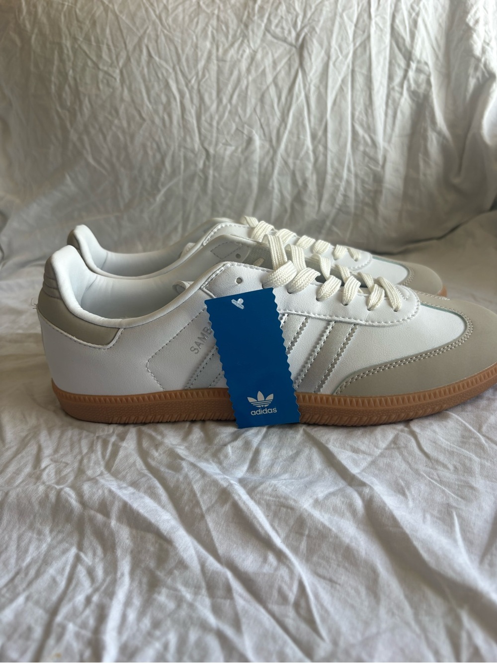 adidas White Cream Samba-Inspired Men’s Sneakers with Gum Sole